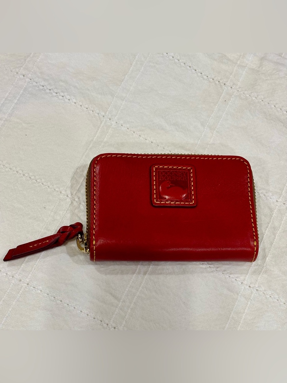Dooney & Bourke Florentine Red Leather Zip Card Holder